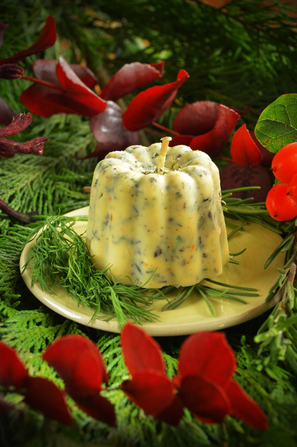 Kräuter, Gartenkräuter, Wildkräuter, Kerze, Butter, Kräuterbutter, Kräuterbutterkerze, Bienenwachsdocht, Rosmarin, Dill, Thymian, Kräuterhexe