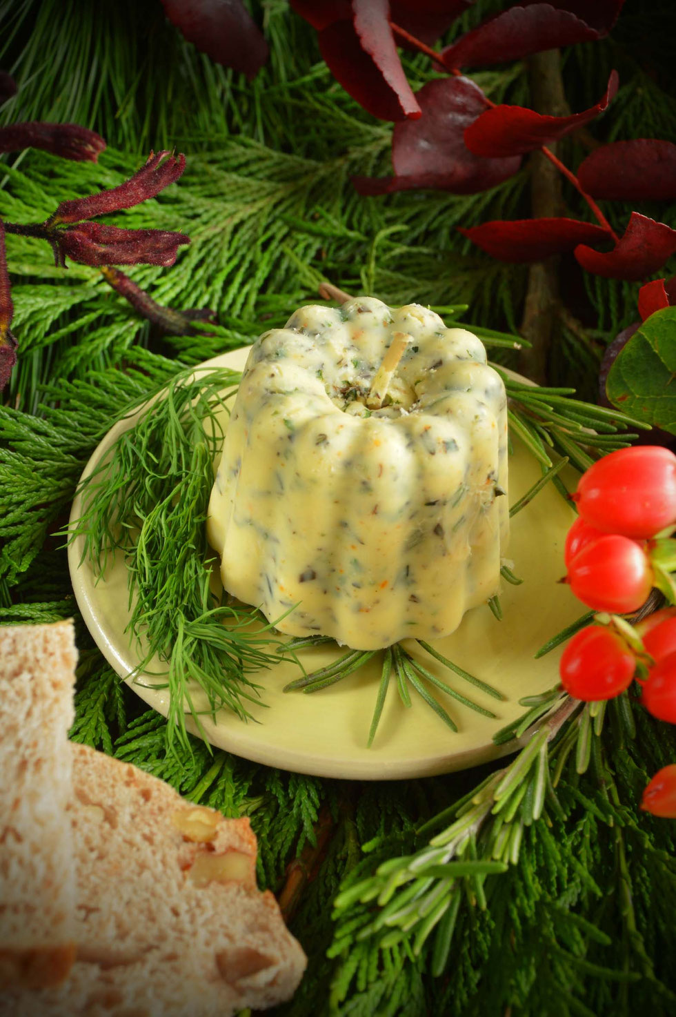 Kräuter, Gartenkräuter, Wildkräuter, Kerze, Butter, Kräuterbutter, Kräuterbutterkerze, Bienenwachsdocht, Rosmarin, Dill, Thymian, Kräuterhexe