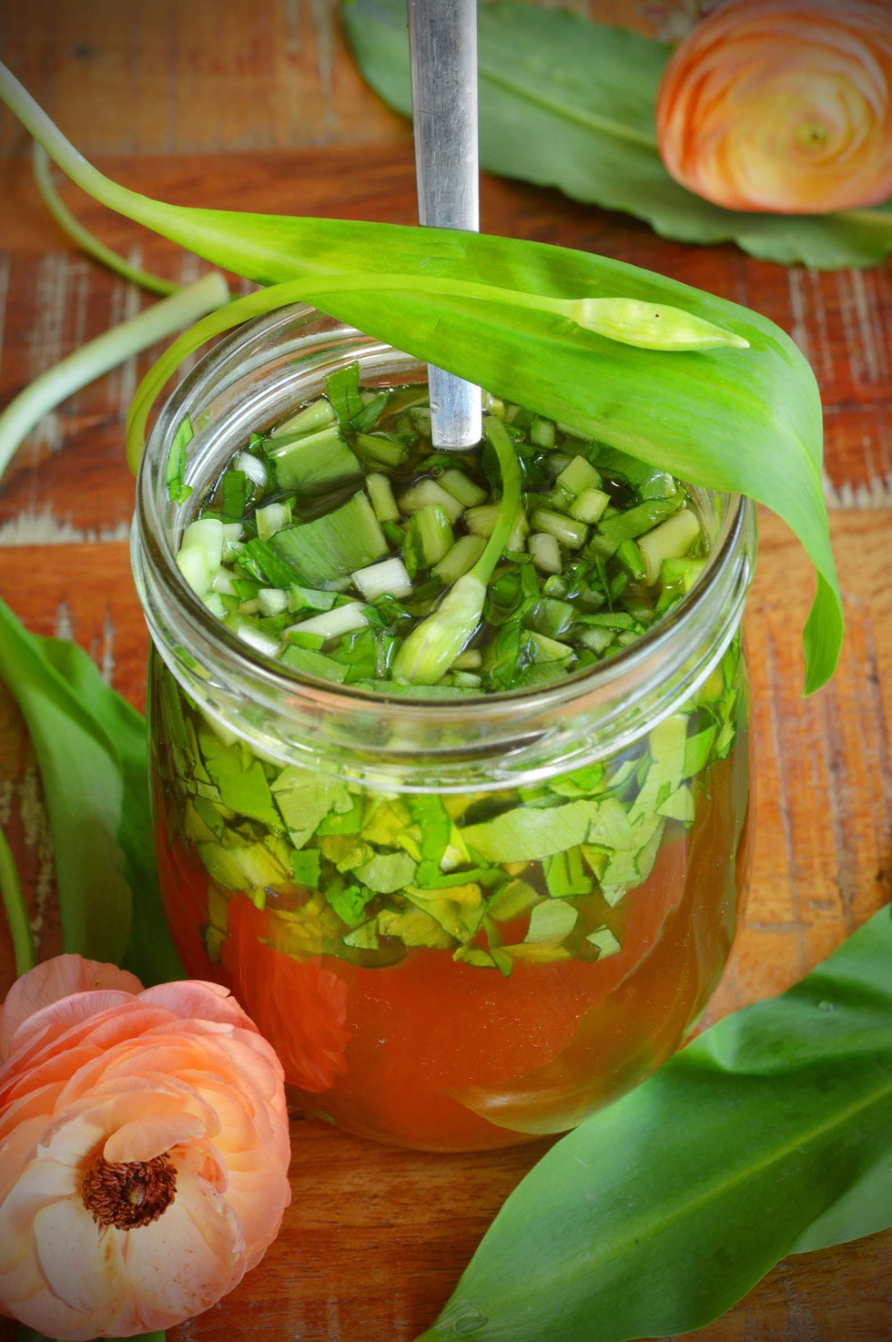 Bärlauch, Frühling, Allium ursinum, Oxymel, Sauerhonig, Allicin, Mineralien, Vitamine, blutreinigend, entgiftend, Honig, Apfelessig, grüne Hexe, Kräuter, Wildkräuter, selber machen, Rezept, Kräuterhexe