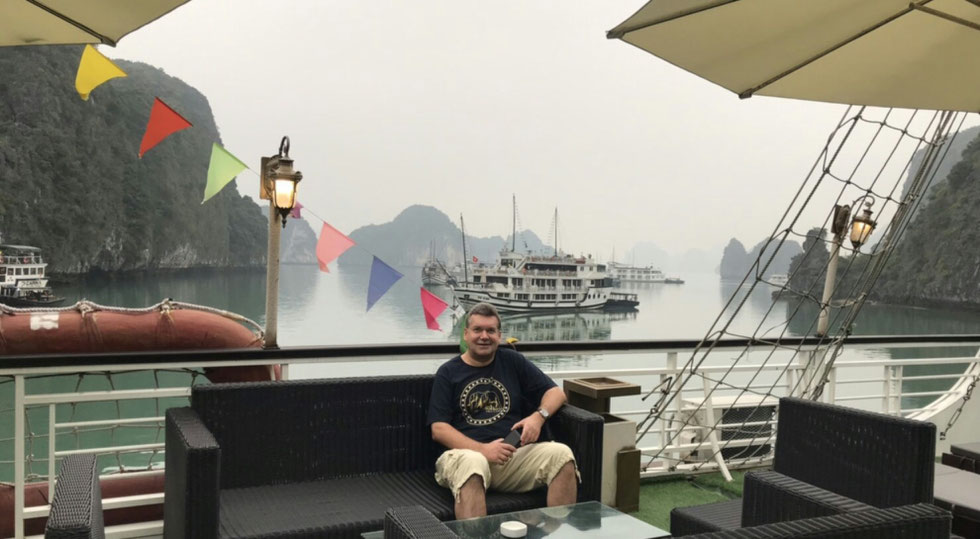 Der Autor, Halong Bay, März 2019