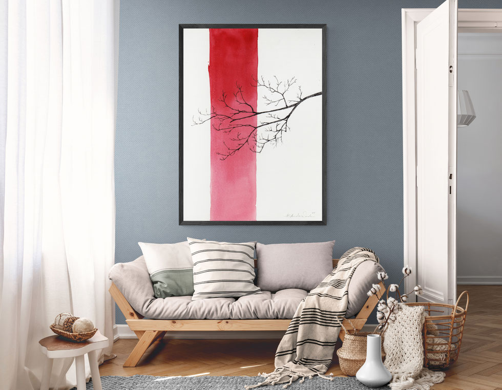 Minimalistisch Baum Ast Natur Illustration Bild Kunst für Ärzte Wohnkunst Kunstdruck Büro