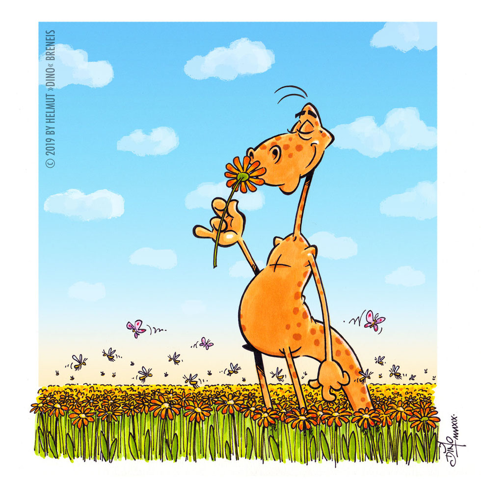 Dino-Blog, Helmut »Dino« Breneis, Dinos, Sommer, Cartoon, Copic, Tusche