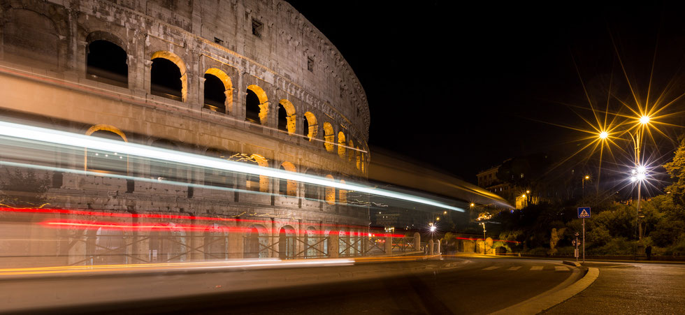 Light streaks at Colosseum in Rome