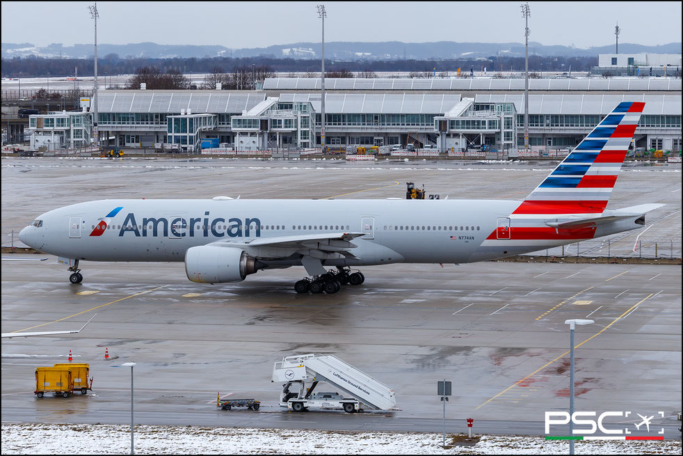 N774AN Boeing 777-223ER 29581 208 Trent 895 7AE American Airlines 1999  @ Munich MUC 02 2026 © Piti Spotter Club Verona