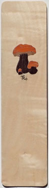 Marque-page Champignons 20x5 - Marqueterie -Atelier Eclats de bois -38 Isère