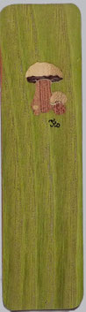 Marque-page Champignons 15x4 - Marqueterie -Atelier Eclats de bois -38 Isère