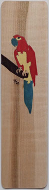 Marque-page Perroquet - 20 x 5 - Atelier Eclats de Bois - 38 Isère
