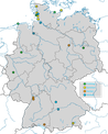 Karte zu den Beobachtungen des Kleinen Gelbschenkels in Deutschland
