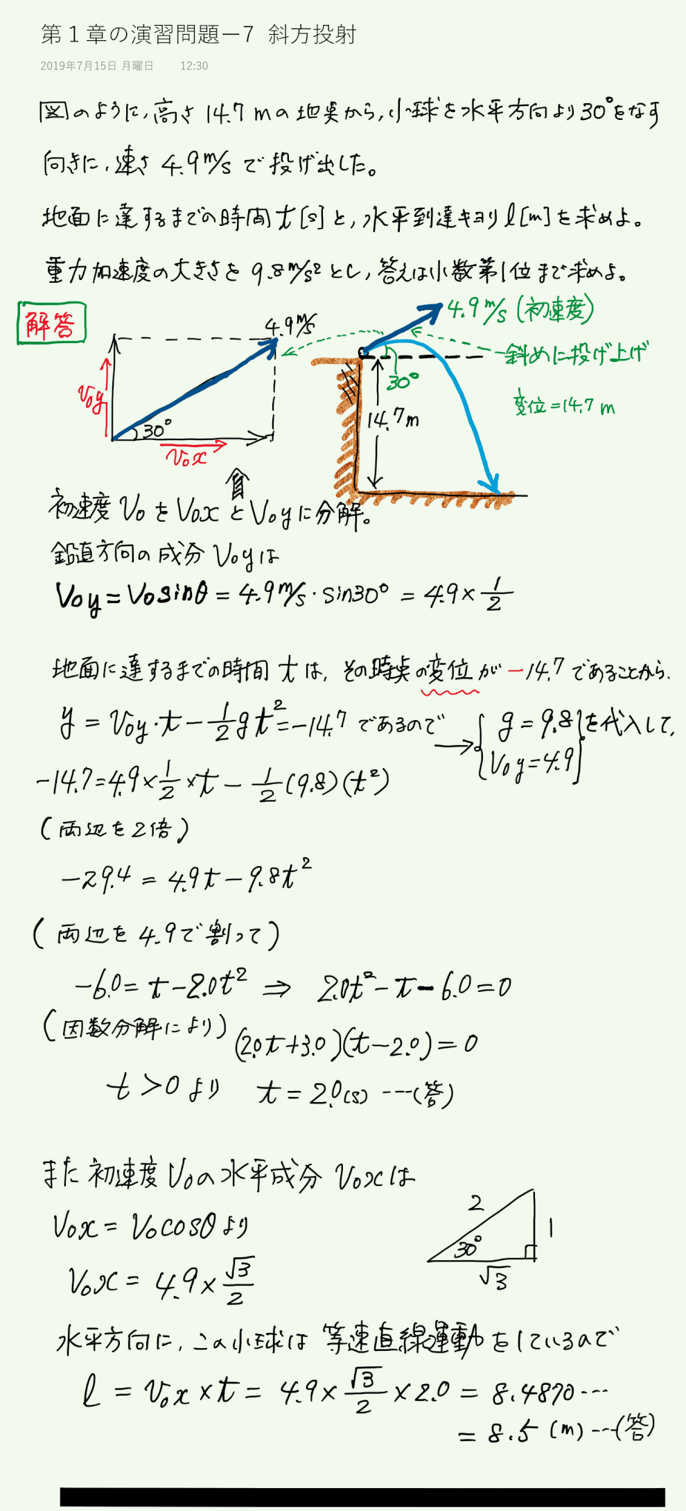 １ 運動の表し方 目指すは理系爺