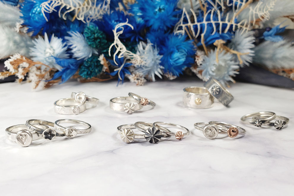 熱海の手作り結婚指輪工房MATEIでちょっと個性的な可愛いスタッズリング体験でペアリングが手作りできます。