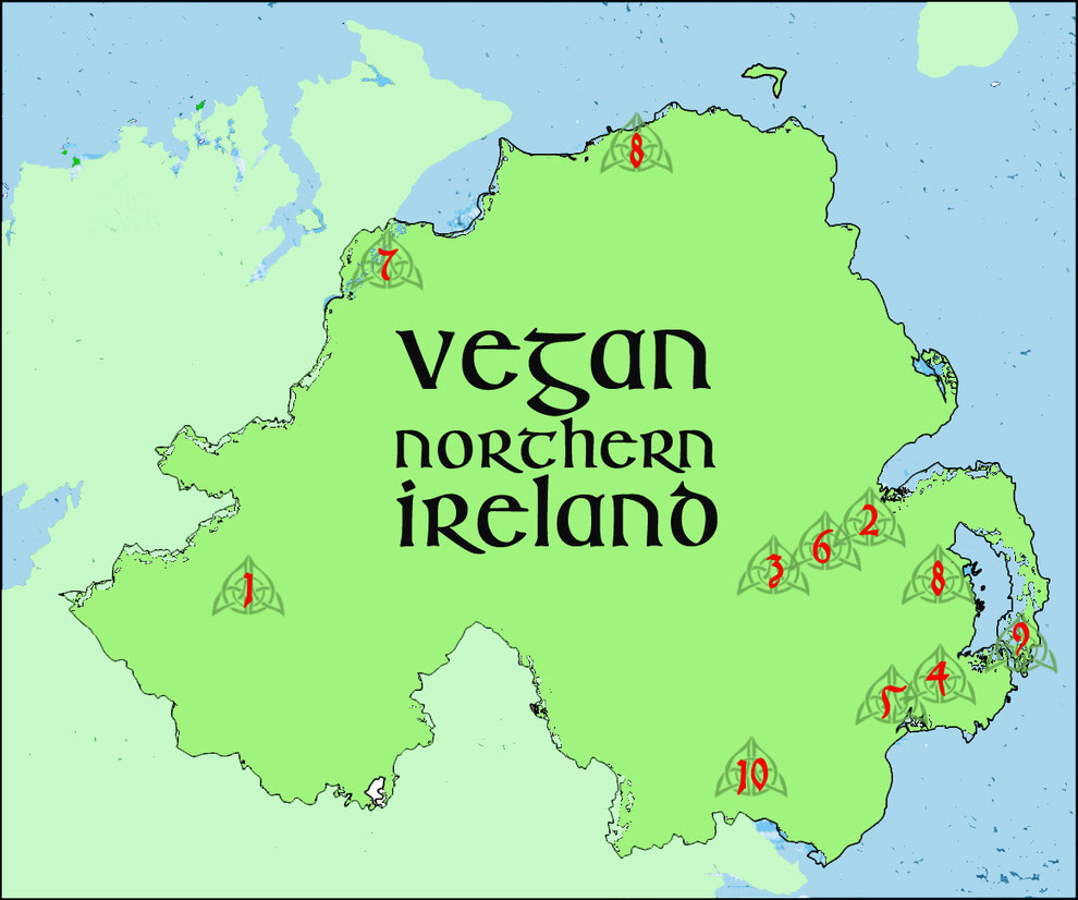 vegan northern ireland map