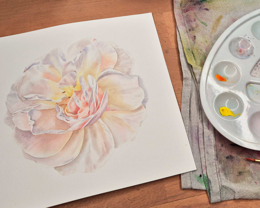 Aquarell, Tulpe mit Aquarellfarben, Kadmiumgelb, Zitronengelb, Blumen malen, Blumen mit Aquarellfarben malen, wie man Blumen mit Aquarellfarben malt, Videoanleitung, Aquarell Anleitung, botanisches Aquarell, Blumenillustration, Musterdesign, Textildesign