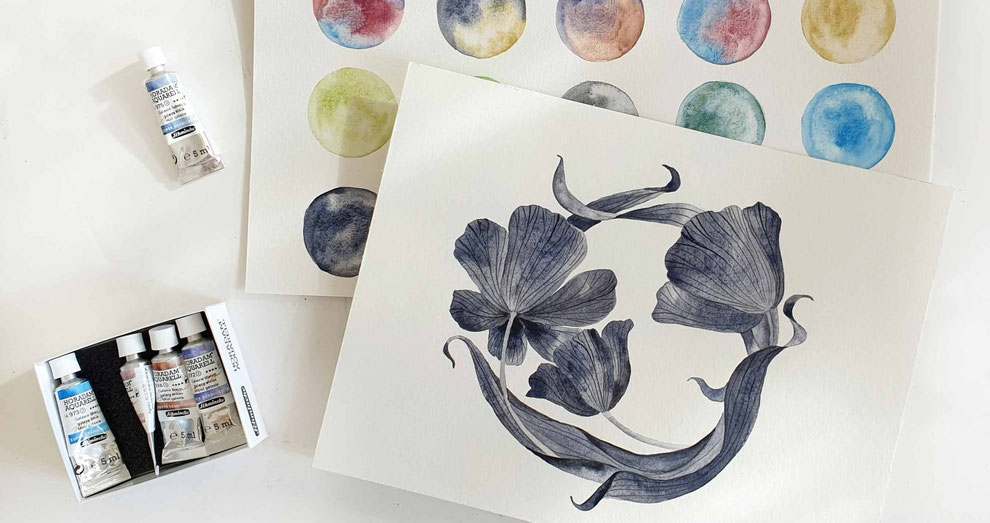 So malst du mit granulierenden Farben für mehr WOW in deinem Aquarell