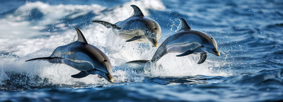 Dauphins en groupe au large des côte de Roses - Casa bien-être Costa Brava.fr 