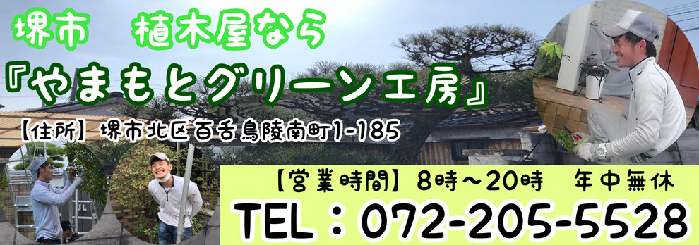 堺市　植木屋なら　やまもとグリーン工房　住所　堺市北区百舌鳥陵南町1-185