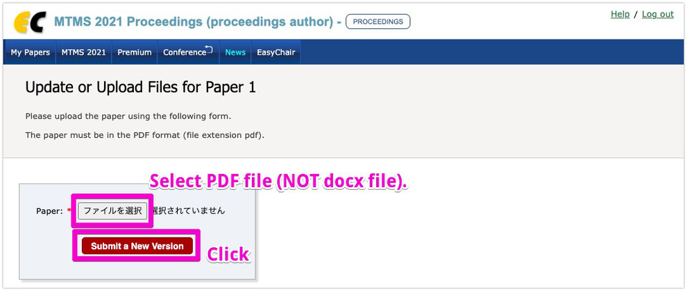 Figure 5. Upload your proceeding file.