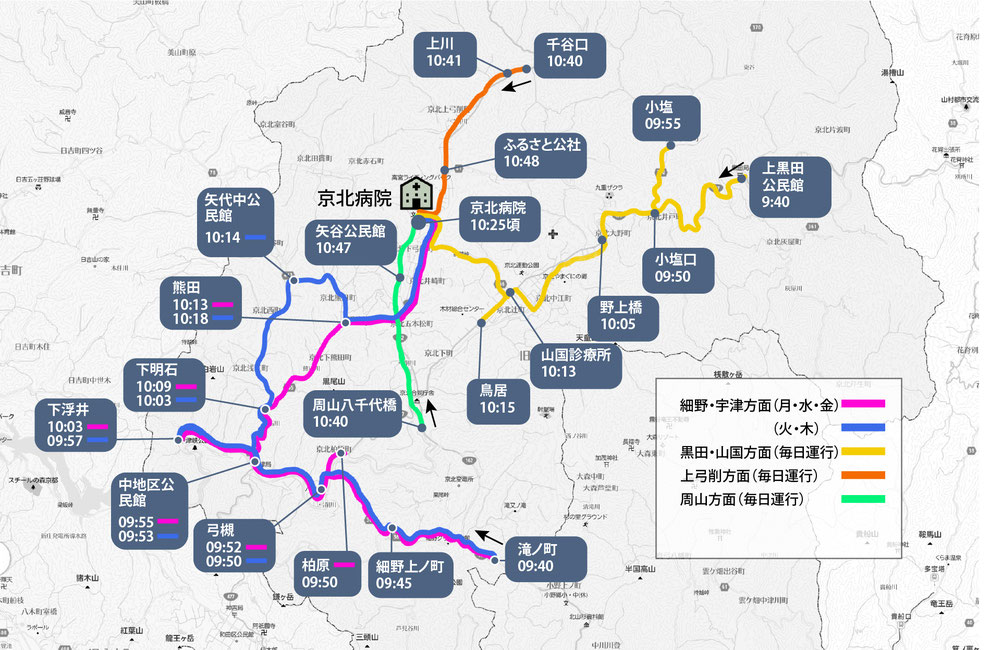 外来通院車の路線図地図