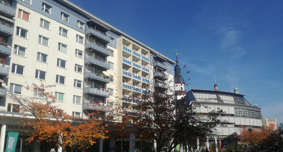 Chemnitz-Zentrum: Blick vom Rosenhof Richtung Rathaus