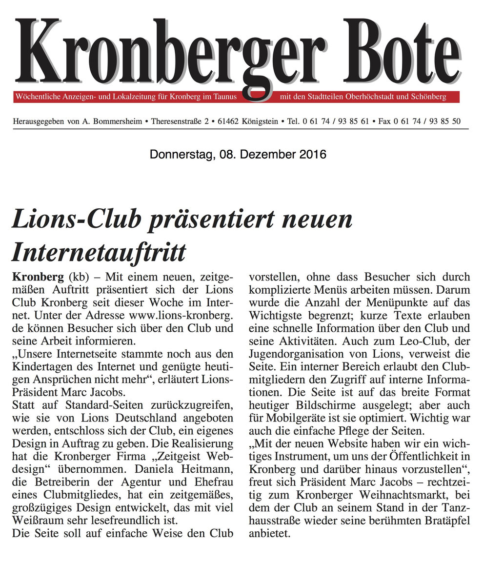 Kronberger Bote Artikel Lions-Club präsentiert neuen Internetauftritt - Lions Kronberg