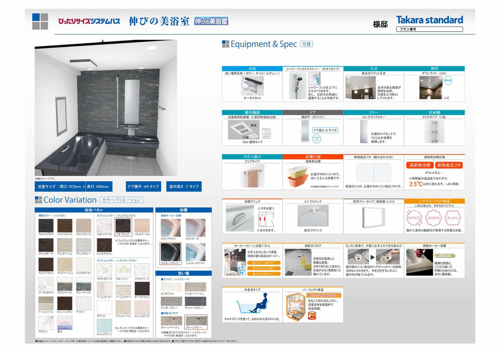 タカラ ぴったりサイズシステムバス　プランボード