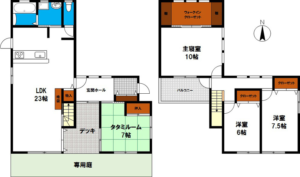 岡山県岡山市北区撫川の新築 一戸建て分譲住宅の間取り図