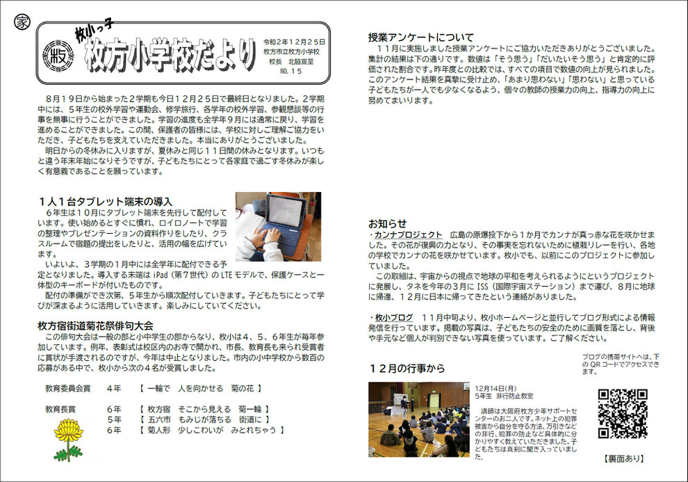 小学校の話題 枚方校区コミュニティ協議会