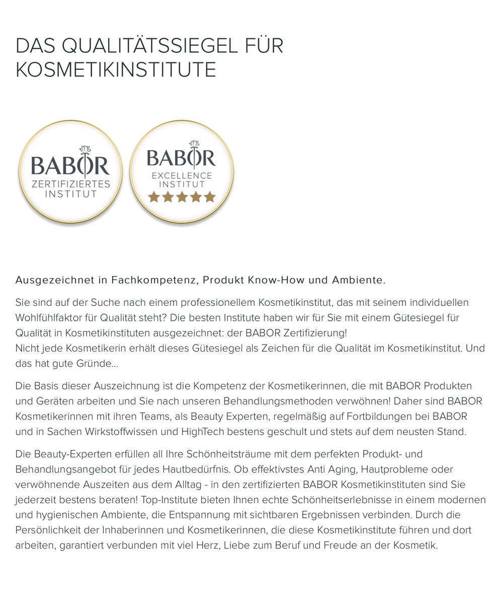 Zertifizierung Auszeichnung Excellence Institut, Babor Speyer, My Beauty Island