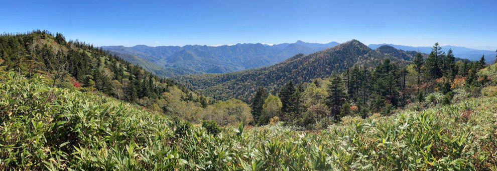 白尾山から南方の山々を望む