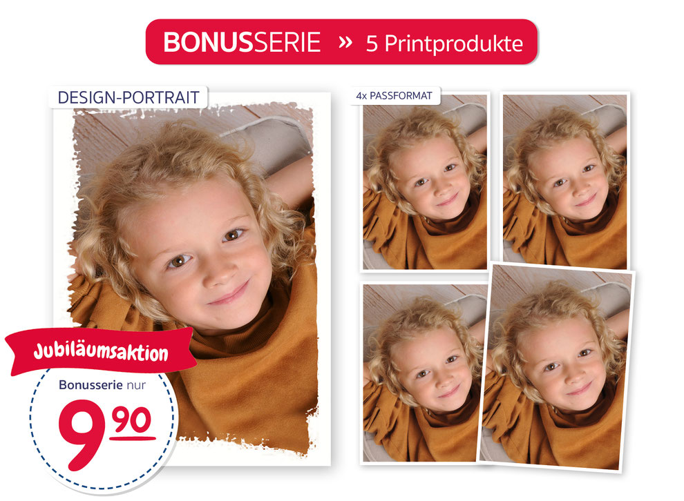 Bonusangebot für die Kindergartenfotografie von Junior-Foto: Bonusserie mit 5 Bildern für 9,90 Euro