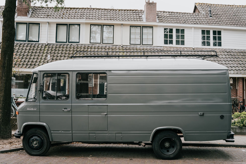 van life with Bodhi 1977 Mercedes 508d camper