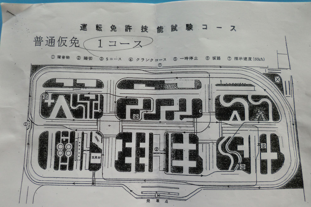 試験当日に貸してもらえるコース図はこんな感じです