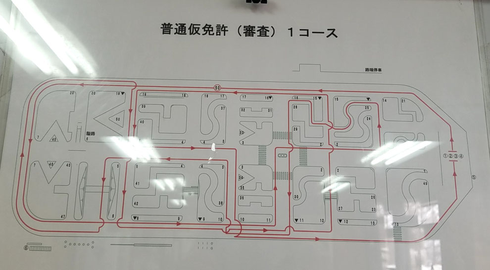 技能試験待合室に掲示されているコース順路図