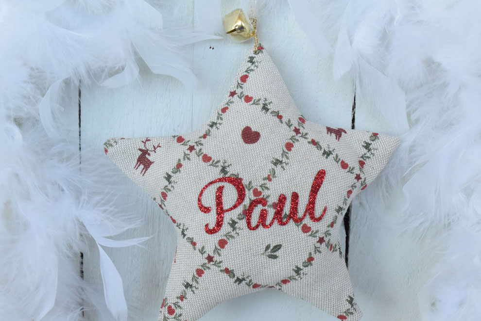étoile de Noël personnalisée fait-main , décoration sapin de noël, marque place repas de fêtes