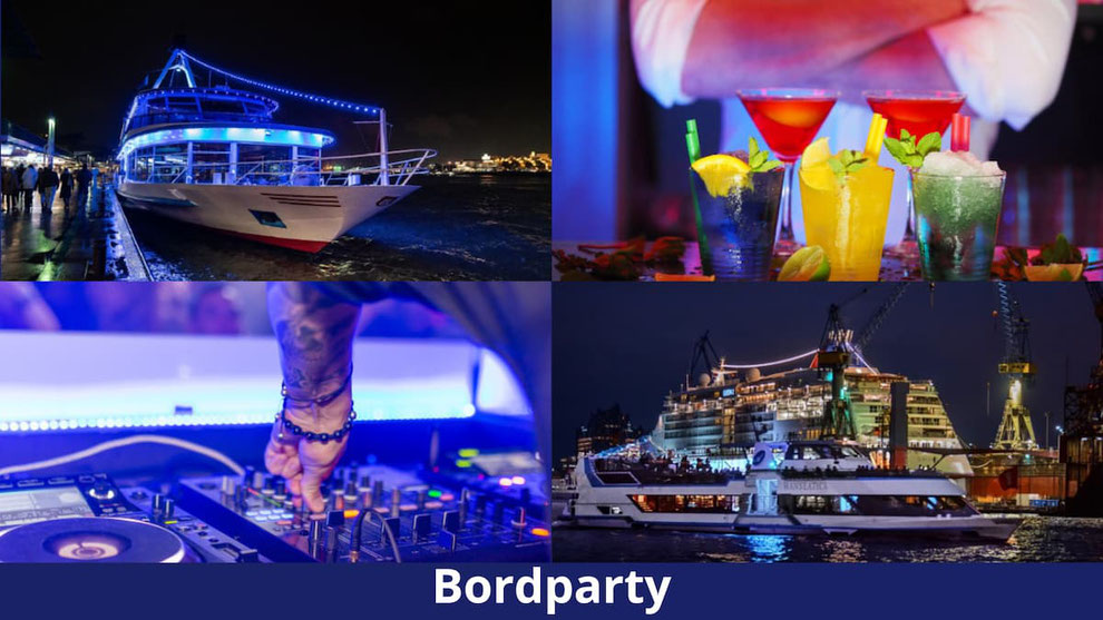 Bordparty auf der Elbe mit Aussicht auf die Elbphilharmonie