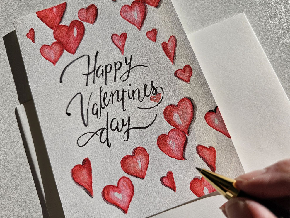 Stilvolle Valentinstagskarte mit Herzen für liebe Valentinstagsgrüße