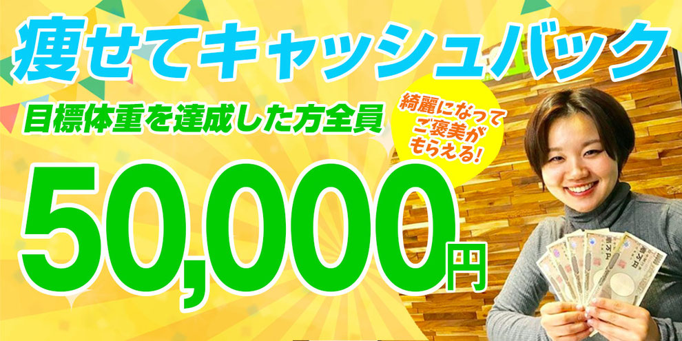ダイエット成功で“ご褒美”キャッシュバック！