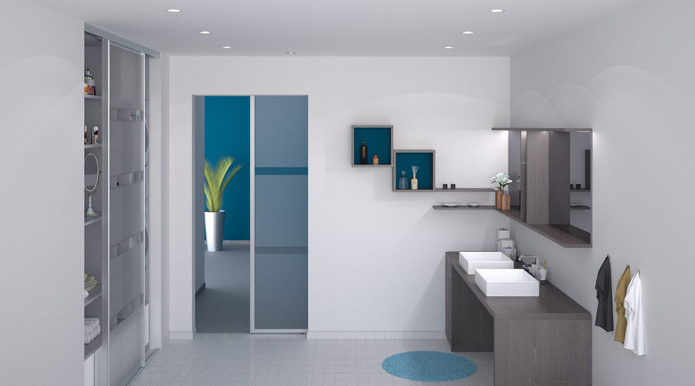 Aménager une salle de bain avec un placard -  Rouen - Seine Maritime 76 - Eure 27 - Dressing - Placard coulissant- Rangement  - Mobilier - Agencement sur mesure - Artisan - Menuisier - Architecte d'intérieur