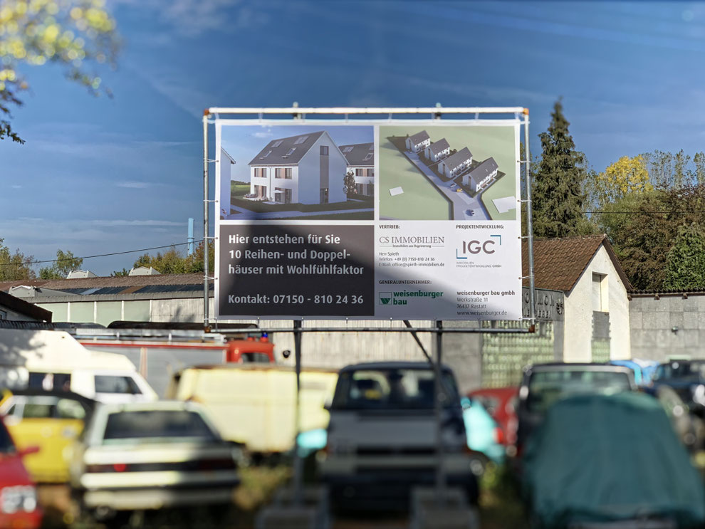 Aufstellung Bauschild Ötisheim - Steidachstrasse 3