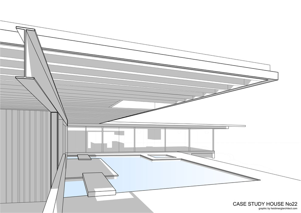 Case Study House No22 designed by Pierre Koenig - Graphic by Heidi Mergl Architect