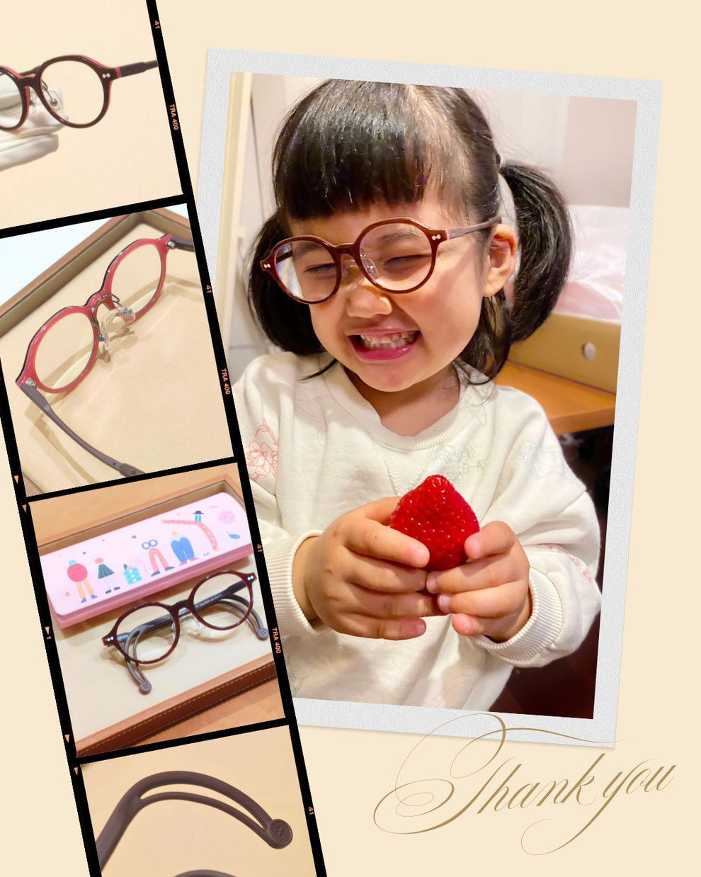こども眼鏡ブランドomodok(オモドック)のtiny-523 col.BSPKの着用画像