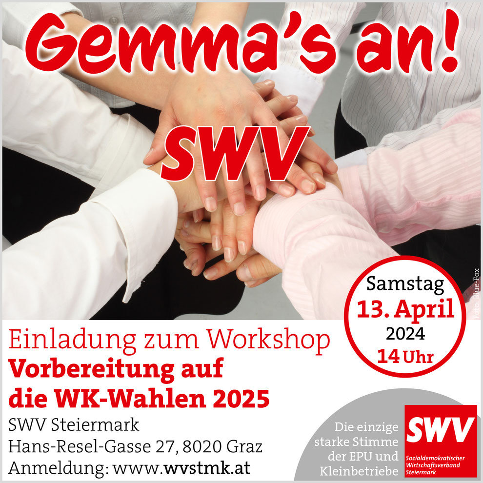 Einladung zum Workshop »Vorbereitung auf die WK-Wahlen 2025« des SWV Steiermark