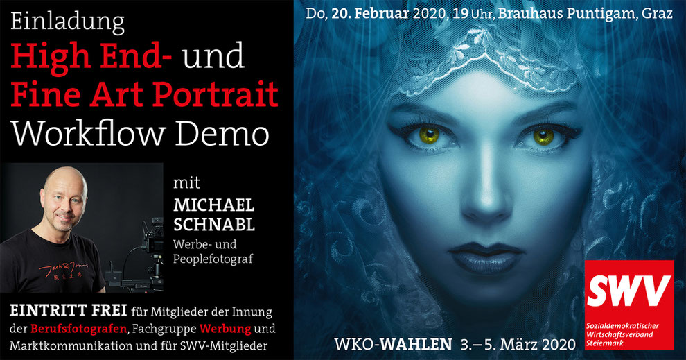 High End- und Fine Art Portrait Workflow Demo mit Michael Schnabl, Do, 20. Februar 2020, 19 Uhr, Brauhaus Puntigam, Graz