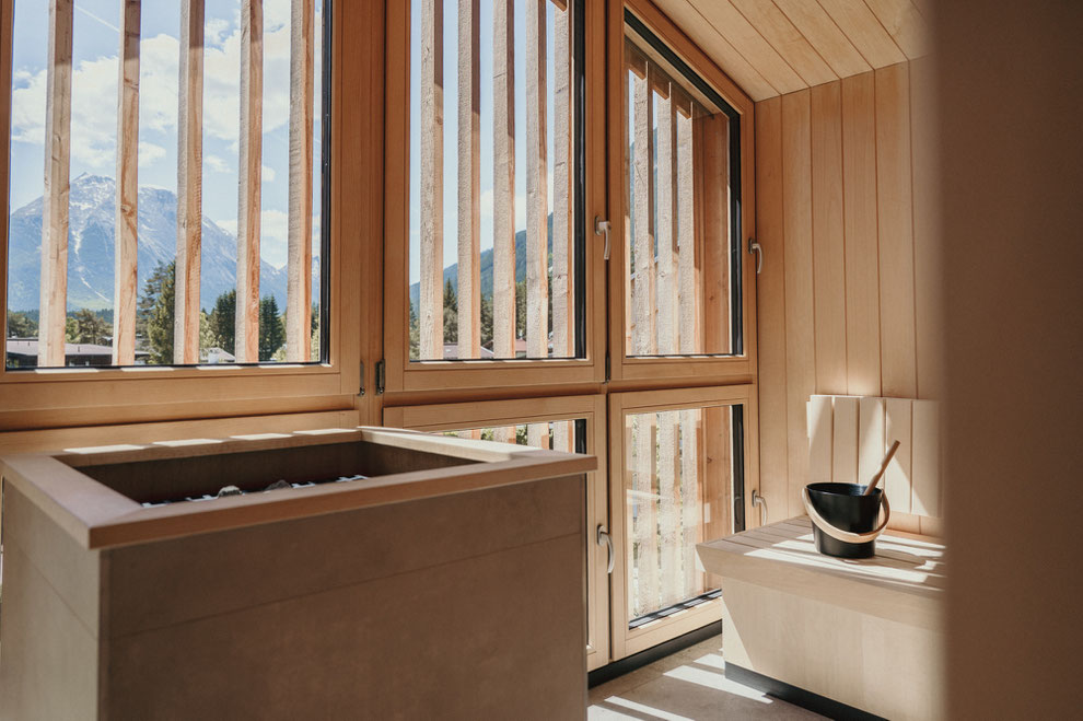 Kurblhof in Leutasch – a soulful hideaway built from wood, light, and intention. Surrounded by nature, designed with care, and hosted with heart. Member of Mountain Hideaways. ©Marika Unterladstätter