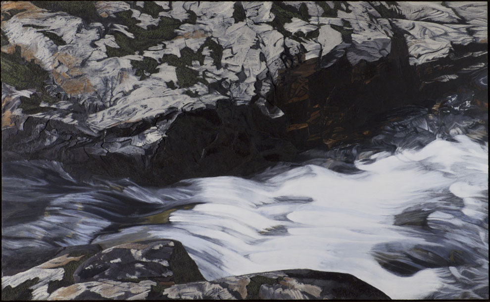 francois beaudry encaustic painting landscape bas-relief rock moss via appalachia series 16