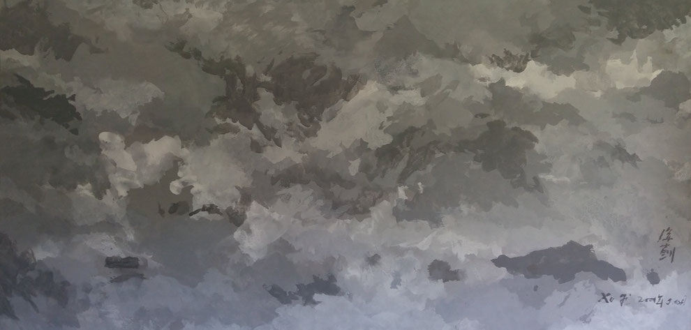 "Above the clouds" by Ji Xu (1963-2014) acrylic on canvas 100x200cm price 14.000,00€