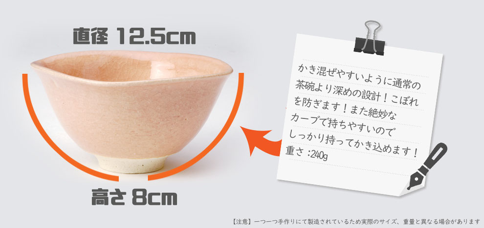 商品横からサイズや特徴を説明しています。