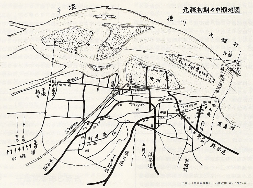 「元禄初期の中瀬地図」 ※出典:『中瀬河岸場』(石原政雄 著、1975年)