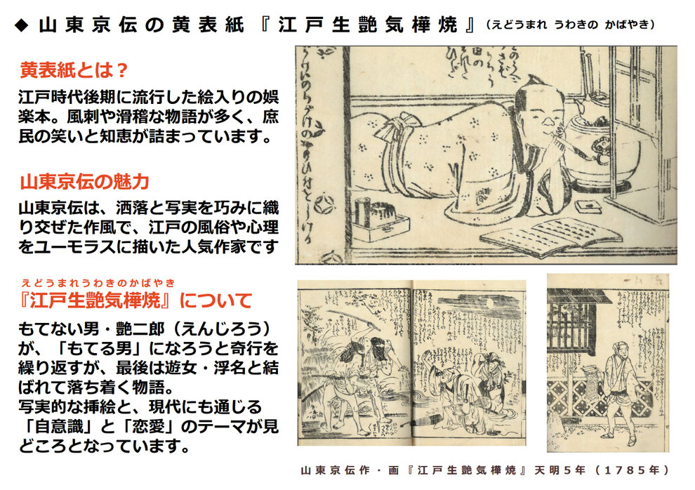 出典:山東京伝 作・画の黄表紙『江戸生艶気蒲焼』(えどうまれ うわきの かばやき)天明5年(1785年)