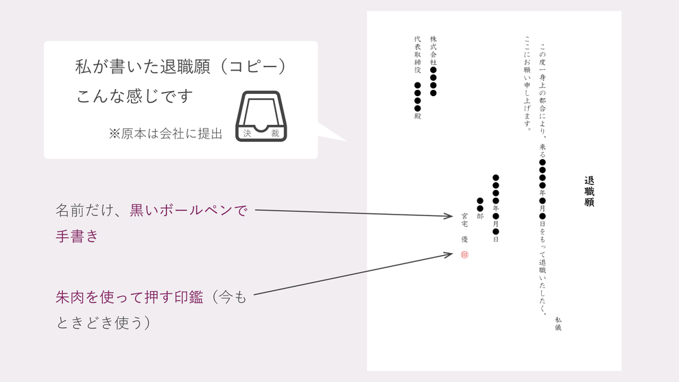 私が書いた退職願(コピー)
