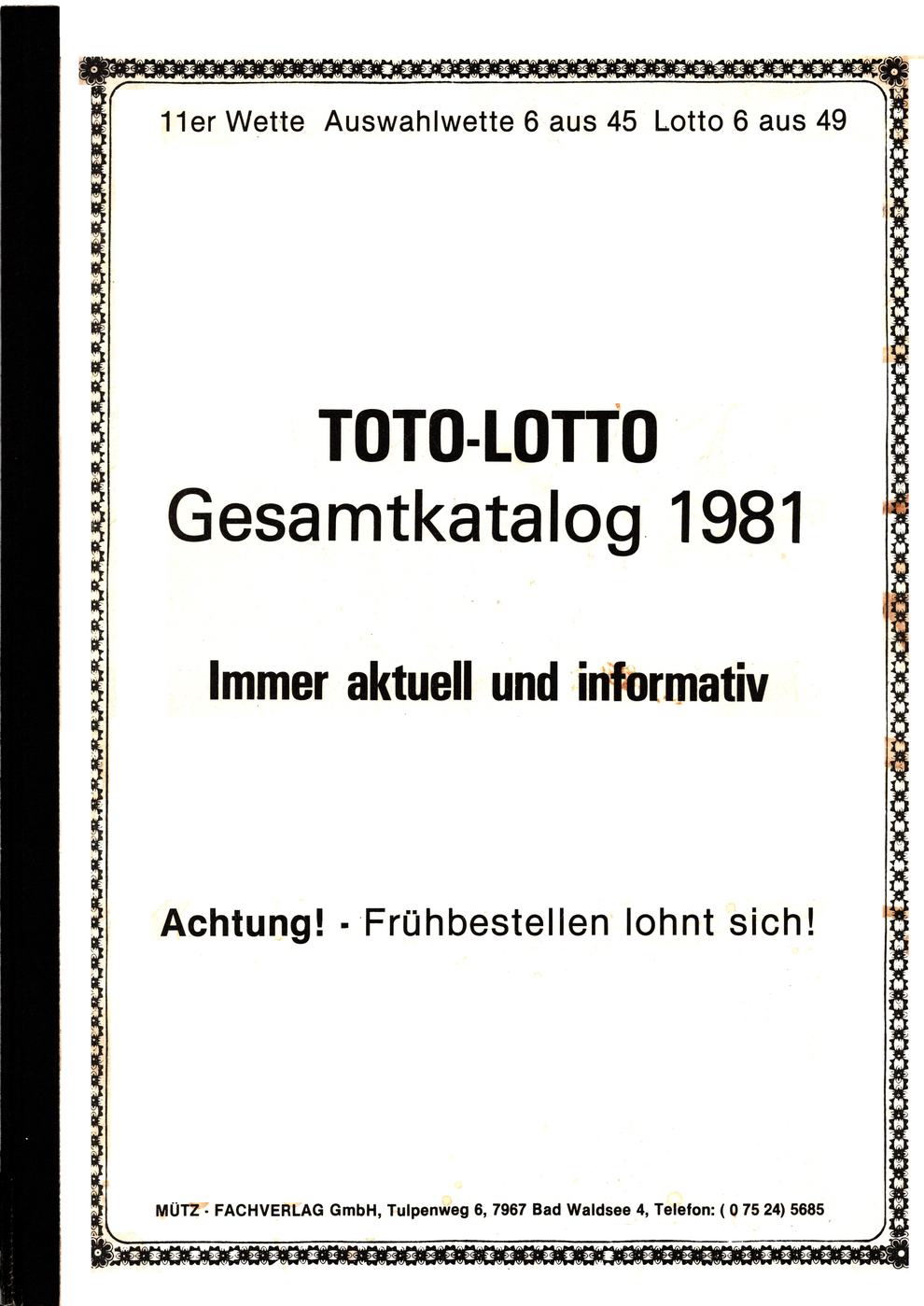 Titelbild vom Katalog. Historisches Werk vom Mütz-Fachverlag, Bad Waldsee